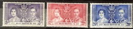 MAURITIUS  - MH*  - 1937 CORONATION ISSUE - # 200/202 - Mauritius (...-1967)