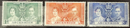 ASCENSION  - MH*  - 1937 CORONATION ISSUE - # 35/37 - Ascension