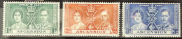 ASCENSION  - MH*  - 1937 CORONATION ISSUE - # 35/37 - Ascension (Ile De L')