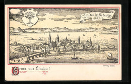 Lithographie Lindau Im Bodensee, Teilansicht 1620  - Lindau A. Bodensee