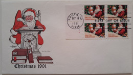 1991..USA.. FDC WITH STAMPS AND POSTMARKS..Christmas Stamps - (29 Cents) - 1991-2000