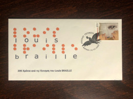 GREECE FDC COVER 2009 YEAR BRAILLE BLIND HEALTH MEDICINE STAMPS - Storia Postale