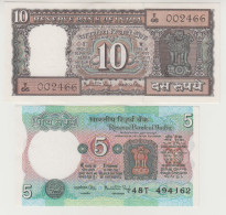 India, Reserve Bank. Banconote 10 + 5 Rupie 1975/2002 Pick 80 FDS - Inde