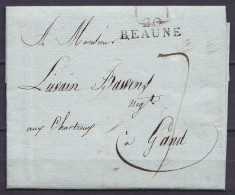 L. Datée 12 Prairial An 12 (1803) De BEAUNE Pour Négociant à GAND - Griffe "20/ BEAUNE" - Port "7" - 1794-1814 (Periodo Francese)