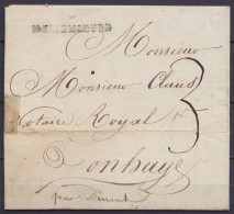 L. Datée 19 Septembre 1823 De COUVIN Pour Notaire à ONHAYE Par Dinant - Griffe "MARIEMBOURG" ("7" Gratté) - Port "3") - 1815-1830 (Période Hollandaise)