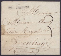 L. Datée 19 Septembre 1823 De COUVIN Pour Notaire à ONHAYE Par Dinant - Griffe "MARIEMBOURG" ("7" Gratté) - Port "3") - 1815-1830 (Holländische Periode)