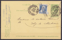 EP CP 5c Vert (N°81) + N°76 En EXPRESS De LEIGNON (Ciney) Annulation Roulette Pour Et Càd THY-LE-CHÂTEAU /19 JUIN 1910 - Cartoline 1909-1934