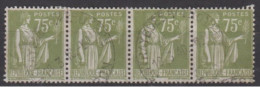 PAIX  75c Olive Y.T.284A   Quadruple   Oblitérés  Année 1940 - 1932-39 Paz