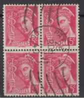 MERCURE  5c Rose Y.T.406  Bloc De 4     Oblitérés  Année 1940 - 1938-42 Mercurius