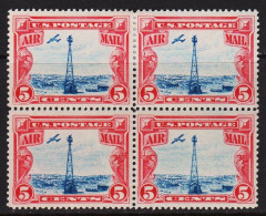 1928. USA. 5 CENTS 5 U.S. AIR MAIL, Lightfire On Sherman Hill, WY In Rocky Mountains In 4block.. Fine Cent... - JF542820 - Unused Stamps