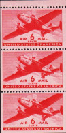 1941. USA.  6 CENTS AIR MAIL In Fine Booklet Pane With 3 Stamps  Center Stamp Hinged And The Two Other Nev... - JF542828 - Unused Stamps