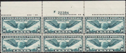 1939. USA. 30 C. U.S. TRANS ATLANTIC AIR MAIL, , 6block Hinged.  Plate Number 22384.  - JF542829 - Ungebraucht