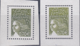 19069 Variété : N° 3571 Marianne De Luquet Timbre Du Bloc 2 Nuances Différentes ** - Unused Stamps