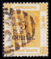 1876-1880. HONG KONG. Victoria 5 Cents Overprint On EIGHT CENTS. Interesting Cancel.  (Michel 24) - JF542853 - Used Stamps