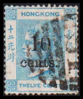 1876-1880. HONG KONG. Victoria 10 Cents Overprint On TWELVE CENTS. Interesting Cancel.  (Michel 26) - JF542855 - Gebruikt