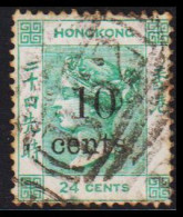 1876-1880. HONG KONG. Victoria 10 Cents Overprint On 24 CENTS. Interesting Cancel B62. (Michel 28) - JF542857 - Used Stamps