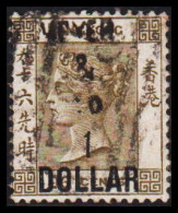 1885. HONG KONG. Victoria 1 DOLLAR Overprint On 96 CENTS.  (Michel 41) - JF542865 - Oblitérés