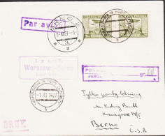 1927. POLSKA. Rare First Flight I-y LOT, Warszawa-Berno 1-er VOL With Pair 20 GR Airplane LVG... (Michel 230) - JF542879 - Storia Postale