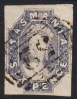 1860. Tasmania. TASMANIA Victoria. SIX PENCE. Watermark. Very Fine Stamp Cancelled 52.  - JF542882 - Usati