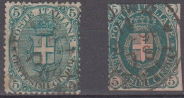 ITALIE   5c Vert  Y.T.57     Lot De 2     Oblitérés   1891-97  Dont 1 Coupé - Oblitérés