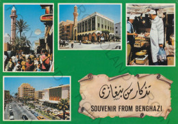 CARTOLINA  B21 BENGHAZI,LIBIA-SOUVENIR FROM BENGHAZI-VIAGGIATA 1986 - Libia