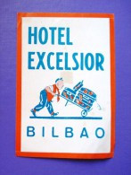 HOTEL RESIDENCIA PENSION EXCELSIOR BILBAO SPAIN TAG LUGGAGE LABEL ETIQUETTE AUFKLEBER DECAL STICKER MADRID - Etiquettes D'hotels