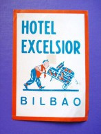 HOTEL RESIDENCIA PENSION EXCELSIOR BILBAO SPAIN TAG LUGGAGE LABEL ETIQUETTE AUFKLEBER DECAL STICKER MADRID - Hotel Labels