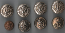 Lot 8 Boutons Métal Décor Ancre Marine - Buttons