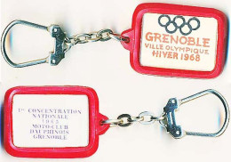 Porte-clefs Des Xèmes Jeux Olympiques D'Hiver De GRENOBLE 1968  Olympic Games 68 1ère Concentration Nationale MOTO-CLUB* - Sonstige & Ohne Zuordnung