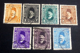 EGYPT 1927 , KING Fuad 2nd PORTRAIT, Complete SET OF 7stamps, VF - Oblitérés