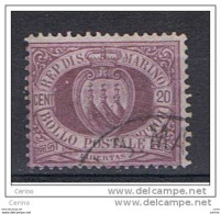 SAN  MARINO:  1894  STEMMA  -  20 C. LILLA  US. -  SASS. 29 - Used Stamps