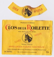 Etiquette Et Millésime " Clos De La Roilette " Beaujolais 2018 - Cheval (2668)_ev618 - Chevaux