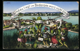 Künstler-AK Lindau /Bodensee, Ortsansicht Mit Froschchor  - Lindau A. Bodensee