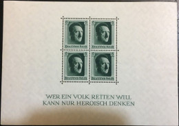 GERMAN REICH 1937 Hitler Birthday Souvenir Sheet Mint ** B102 (Mi.646 Block7) - Blocks & Sheetlets