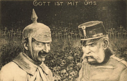 Ww1 Guerre 14/18 War * CPA Illustrateur * Gott Ist Mit üns * Casque à Pointe * Squelette Tête De Mort - Weltkrieg 1914-18