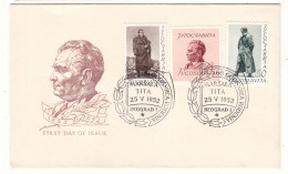 Yougoslavie - Lettre FDC De 1952 - Oblit Beograd - Tito - Valeur 85 Euros - - Lettres & Documents