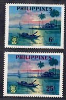 Philippines 1960 2V Sunset At Manila Bay  And Uprooted Oak Emblem MNH - Filippine