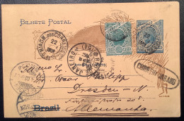 Brazil PORTO ALEGRE 1902+CORREIO URBANO Carrapato Postal Stationery Card With Plate Flaw At Right>Dresden (Brasil Cover - Postal Stationery