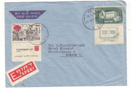 Israël - Lettre Exprès De 1955 - Oblit Haifa - Exp Vers Zürich - Fleurs - - Covers & Documents