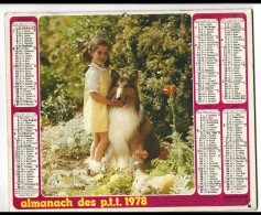 Almanach  Calendrier P.T.T  - La Poste -1978 -  Oiseau -  Chien Et Jeune Fille - Tamaño Pequeño : 1971-80