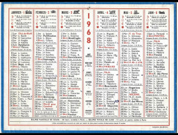 Almanach  Calendrier  P.T.T  - La Poste -1968 - - Kleinformat : 1961-70