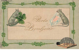 N°23366 - Carte Gaufrée - Porte-Bonheur - Souris Mangeant Un Billet De Banque - Münzen (Abb.)