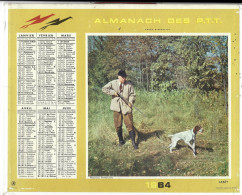 Almanach  Calendrier  P.T.T  - La Poste -1966 - Arret - La Chasse - Peche Sur Les Bords De La Loue Doubs - Small : 1961-70