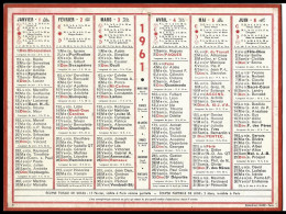 Almanach  Calendrier P.T.T  - La Poste -1961 - - Small : 1961-70