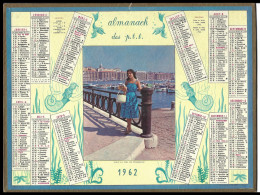 Almanach Calendrier   P.T.T  - La Poste -1962  - Sous Le Ciel De Marseille - Tamaño Pequeño : 1961-70