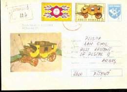 INTERO POSTALE VIAGGIATO IN RACCOMANDATA 1984 Carrozza - Diligences