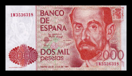 España Spain 2000 Pesetas J. Ramón Jiménez 1980 Pick 159 Sc Unc - [ 4] 1975-…: Juan Carlos I.