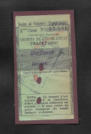 ANCIEN TICKET DE TRANSPORT CHEMIN DE FER 2e CLASSE BORDEAUX À SAINTES : - Chemin De Fer