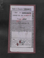 ANCIEN TICKET DE TRANSPORT CHEMIN DE FER 2e CLASSE BORDEAUX À PARIS : - Ferrocarril