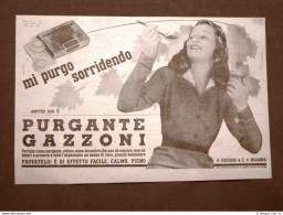 Pubblicità Del 1945 Mi Purgo Sorridendo Purgante Gazzoni & C. Bologna - Other & Unclassified